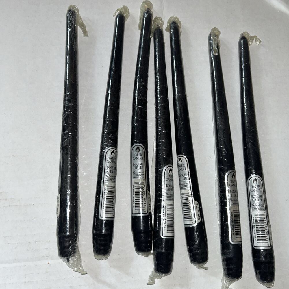 Lot of 7 Taper Candle Bougie Effile Candle-Lite USA 11.5 In Black Candles New